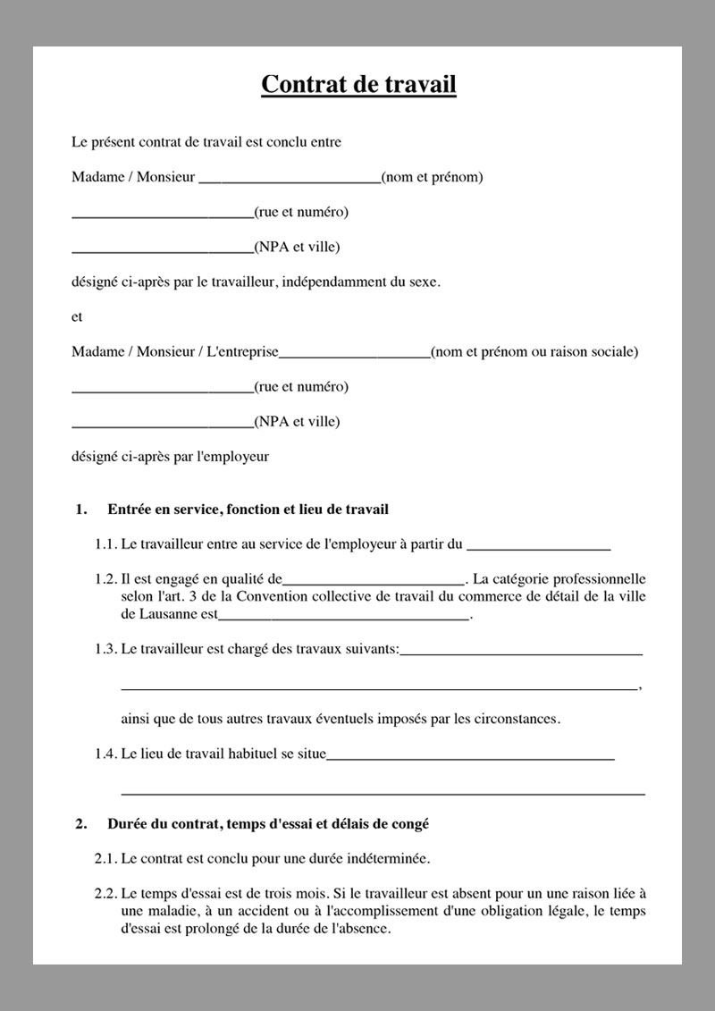 Contrat de travail